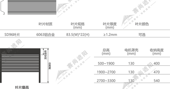 SD96升降調光百葉葉片參數(shù)